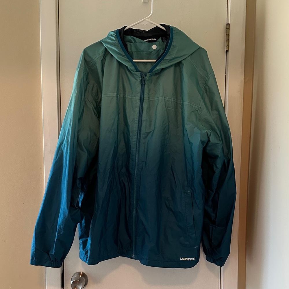 Lands' End Men's Gradient Teal Windbreaker